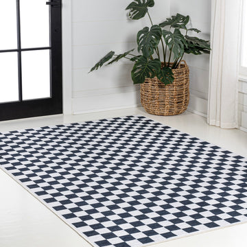 Ainsley Modern Cottage Checkerboard Washable Area Rug